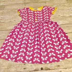 Hanna Andersson Girls Dragonfly Dress - Pink and yellow - Size 120